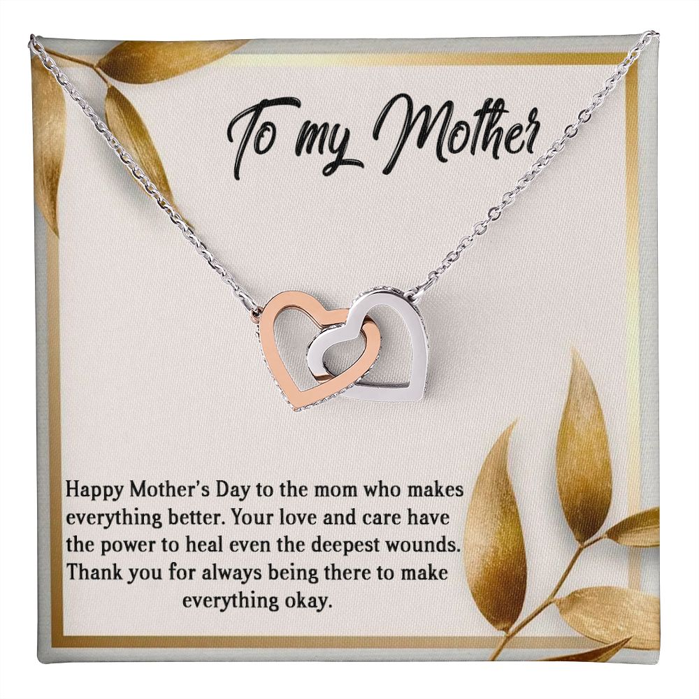 MOTHER'S DAY GIFT, Interlocking Hearts Necklace WITH MESSAGE, BIRTHDAY GIFT FOR MOM, FROM SON/DAUGHTER