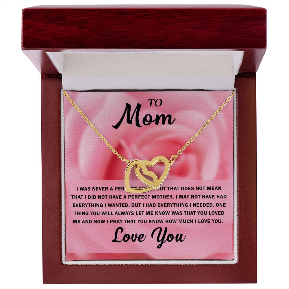 To My Beautiful Mom, Interlocking Hearts Necklace with Special Message Card - Perfect Birthday Gift from Daughter/Son