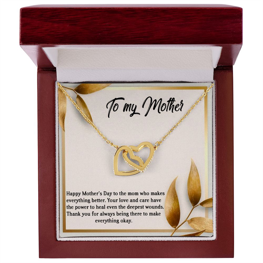 MOTHER'S DAY GIFT, Interlocking Hearts Necklace WITH MESSAGE, BIRTHDAY GIFT FOR MOM, FROM SON/DAUGHTER