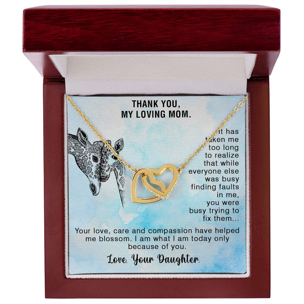 The Most Loving Gift for Mom - Interlocking Hearts Necklace with Message Card, gift for mom, birthday gift, from daughter