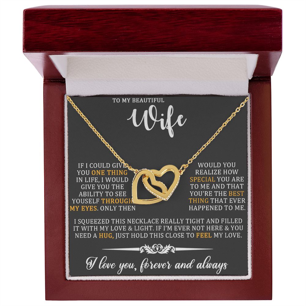 To My Beautiful Wife, Forever And Always, Interlocking Hearts Necklace, For Wife With Message Card, Birthday, Valentine's Day Gift For Her