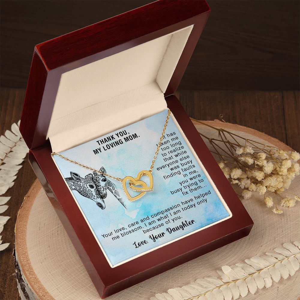 The Most Loving Gift for Mom - Interlocking Hearts Necklace with Message Card, gift for mom, birthday gift, from daughter