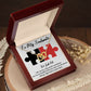 TO MY SOULMATE WE JUST FIT, INTERLOCKING HEART NECKLACE, FOR COUPLES, BIRTHDAY GIFT FOR HER, NECKLACE WITH MESSAGE CARD