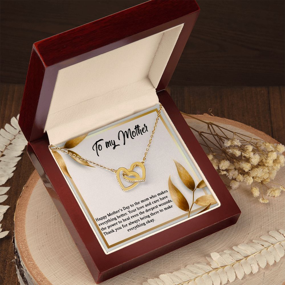 MOTHER'S DAY GIFT, Interlocking Hearts Necklace WITH MESSAGE, BIRTHDAY GIFT FOR MOM, FROM SON/DAUGHTER
