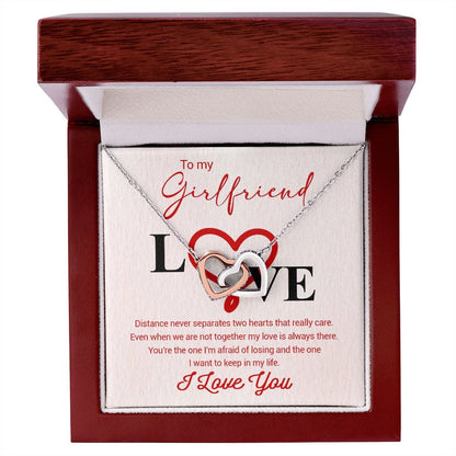 TO MY GIRLFRIEND, INTERLOCKING HEART NECKLACE, FOR GIRLFRIEND, BIRTHDAY GIFT FOR HER