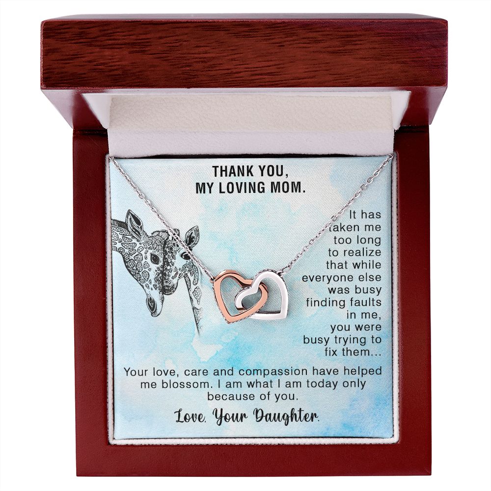 The Most Loving Gift for Mom - Interlocking Hearts Necklace with Message Card, gift for mom, birthday gift, from daughter