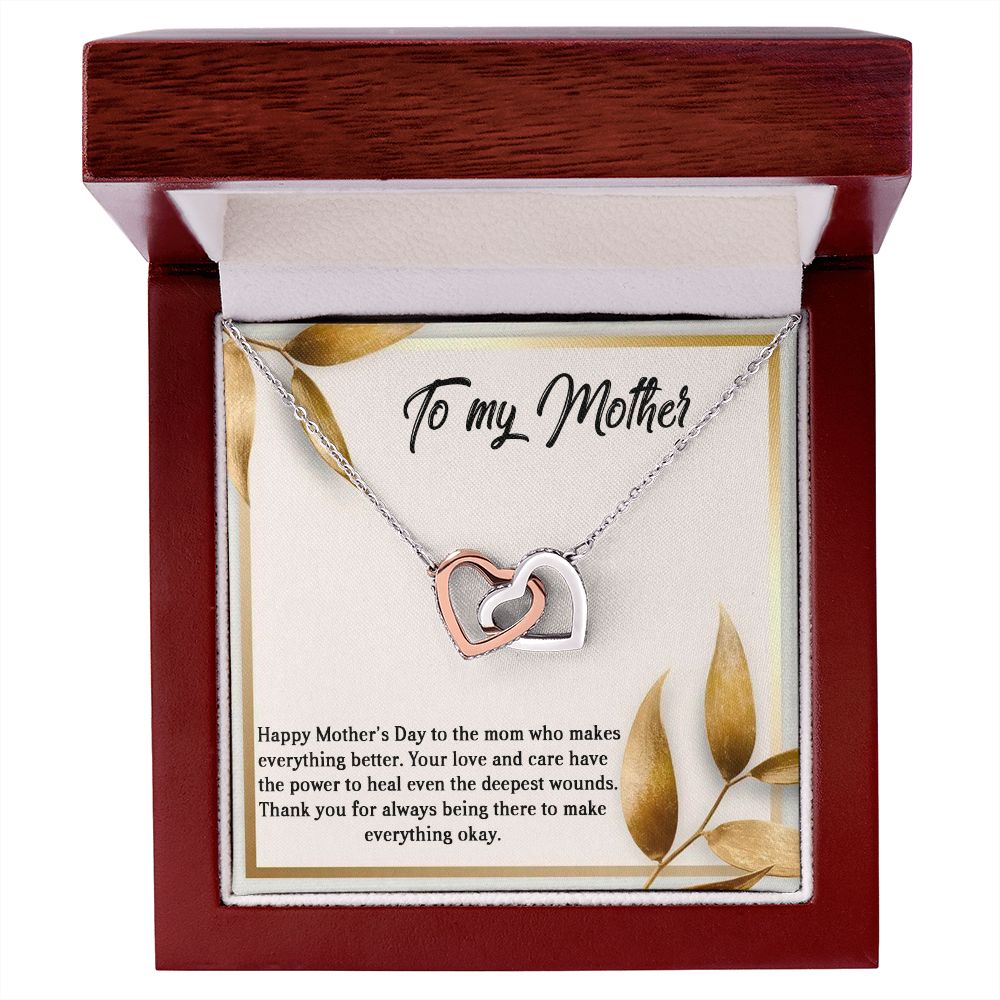 MOTHER'S DAY GIFT, Interlocking Hearts Necklace WITH MESSAGE, BIRTHDAY GIFT FOR MOM, FROM SON/DAUGHTER