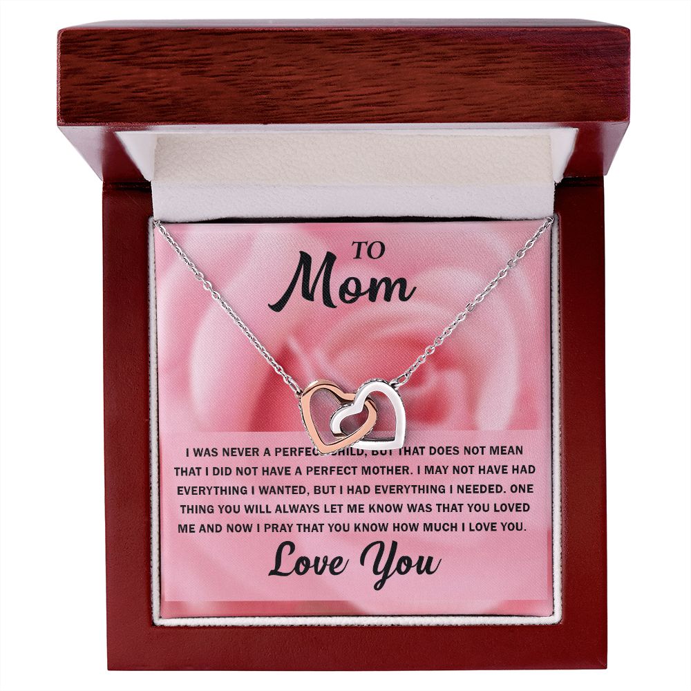 To My Beautiful Mom, Interlocking Hearts Necklace with Special Message Card - Perfect Birthday Gift from Daughter/Son