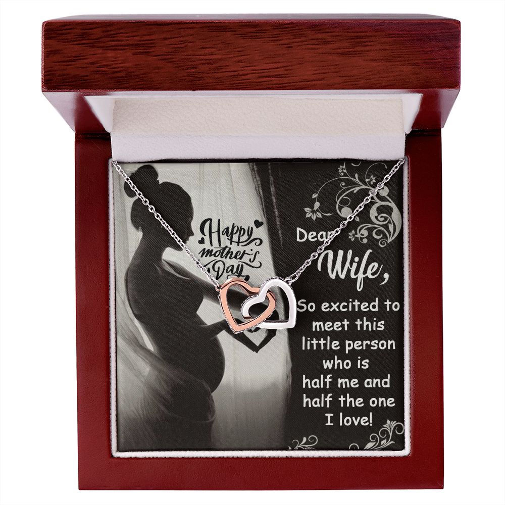 HAPPY MOTHER'S DAY, Interlocking Hearts Necklace WITH MESSAGE CARD FOR HER, MOTHER'S DAY GIFT, FORM SON/DAUGHTER