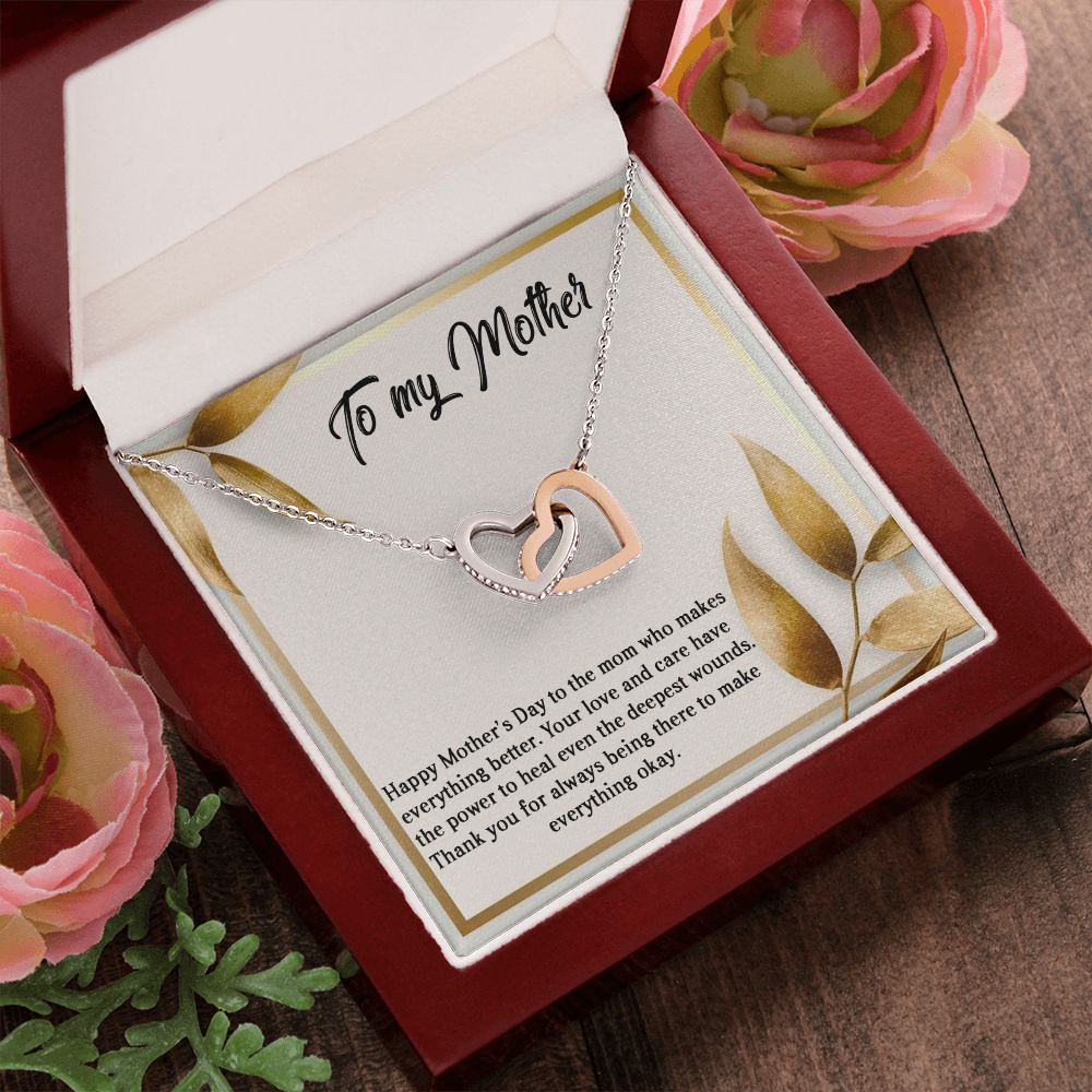 MOTHER'S DAY GIFT, Interlocking Hearts Necklace WITH MESSAGE, BIRTHDAY GIFT FOR MOM, FROM SON/DAUGHTER
