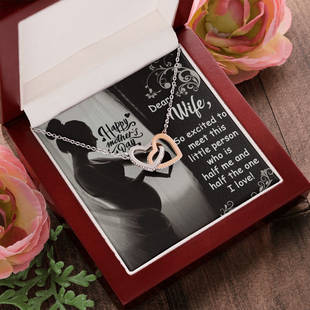 HAPPY MOTHER'S DAY, Interlocking Hearts Necklace WITH MESSAGE CARD FOR HER, MOTHER'S DAY GIFT, FORM SON/DAUGHTER