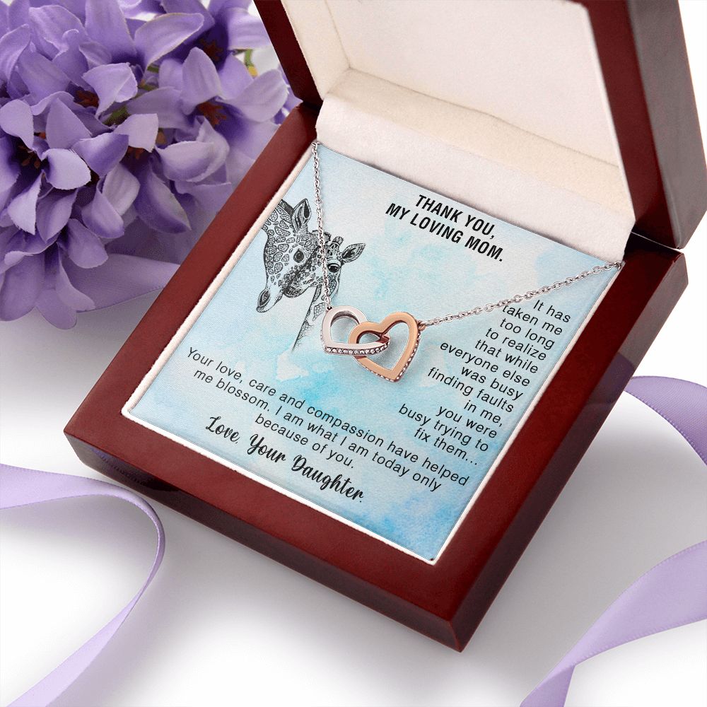 The Most Loving Gift for Mom - Interlocking Hearts Necklace with Message Card, gift for mom, birthday gift, from daughter