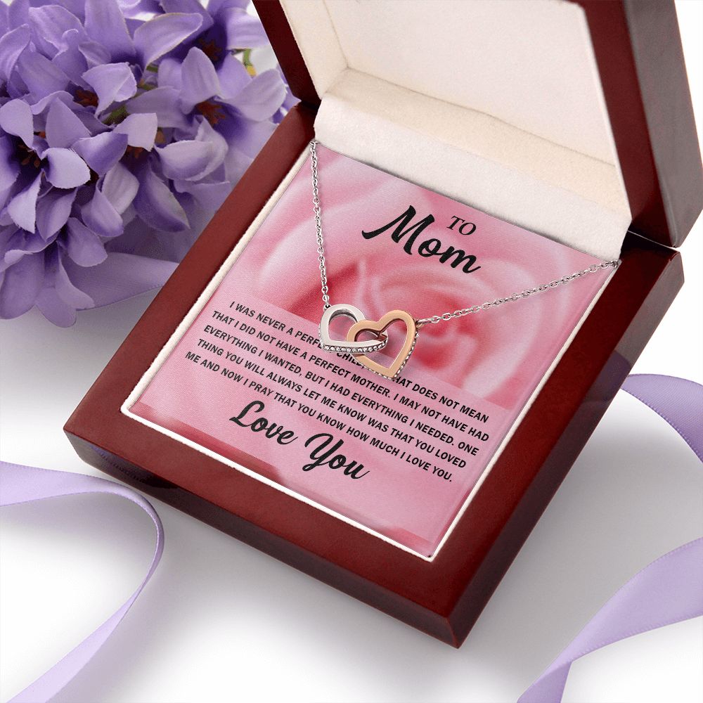 To My Beautiful Mom, Interlocking Hearts Necklace with Special Message Card - Perfect Birthday Gift from Daughter/Son