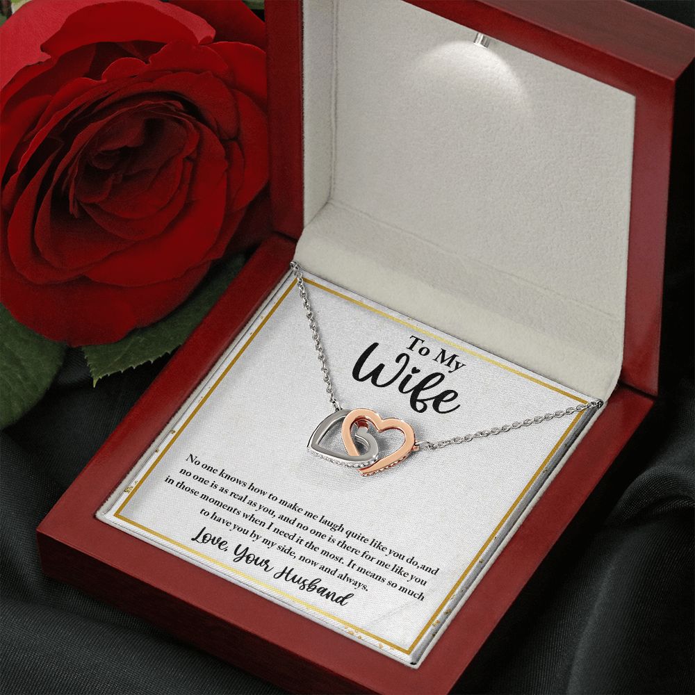 To My Wife, Interlocking Hearts Necklace, For Wife With Message Card, Birthday, Valentine's Day Gift For Her