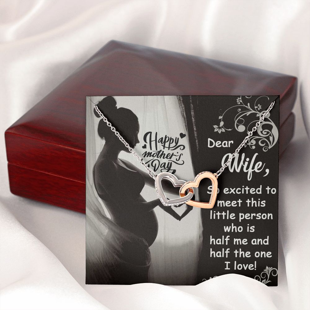 HAPPY MOTHER'S DAY, Interlocking Hearts Necklace WITH MESSAGE CARD FOR HER, MOTHER'S DAY GIFT, FORM SON/DAUGHTER