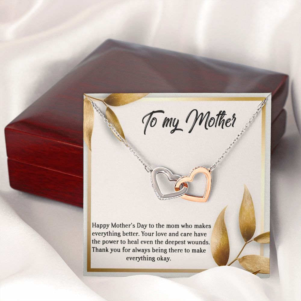 MOTHER'S DAY GIFT, Interlocking Hearts Necklace WITH MESSAGE, BIRTHDAY GIFT FOR MOM, FROM SON/DAUGHTER