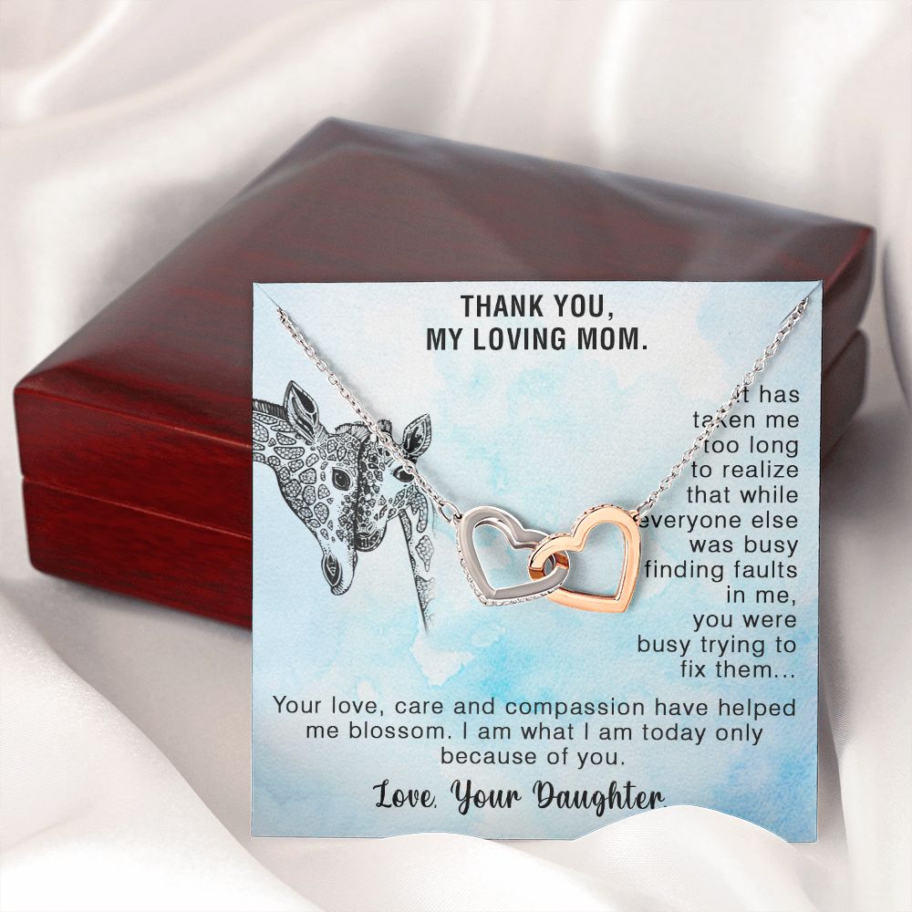 The Most Loving Gift for Mom - Interlocking Hearts Necklace with Message Card, gift for mom, birthday gift, from daughter