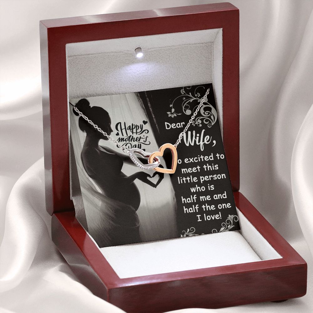 HAPPY MOTHER'S DAY, Interlocking Hearts Necklace WITH MESSAGE CARD FOR HER, MOTHER'S DAY GIFT, FORM SON/DAUGHTER