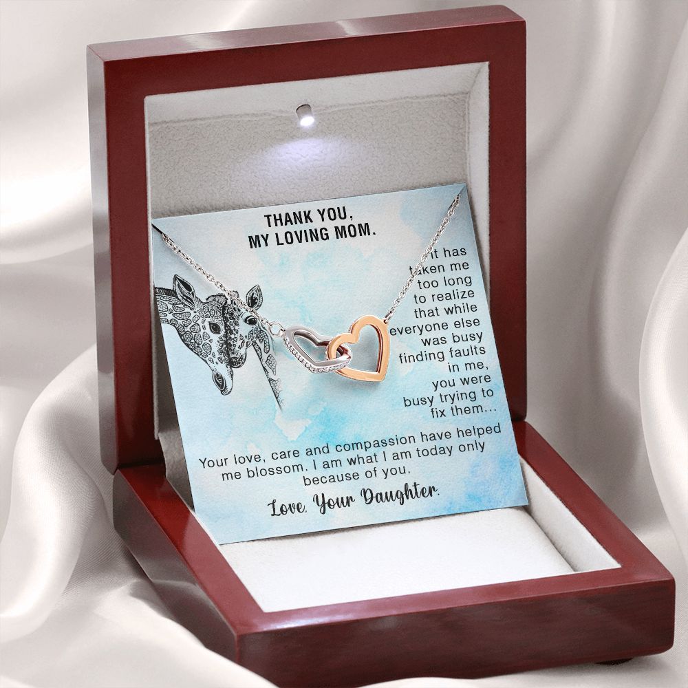 The Most Loving Gift for Mom - Interlocking Hearts Necklace with Message Card, gift for mom, birthday gift, from daughter