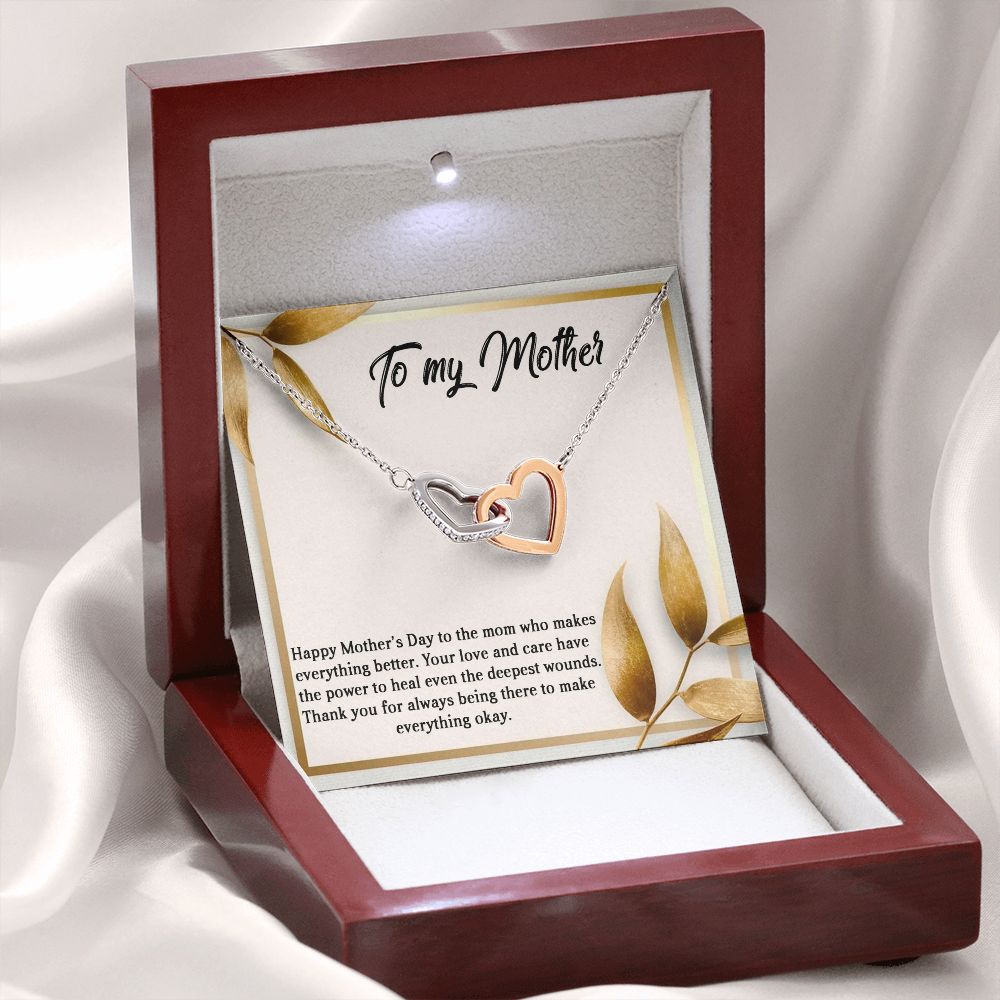 MOTHER'S DAY GIFT, Interlocking Hearts Necklace WITH MESSAGE, BIRTHDAY GIFT FOR MOM, FROM SON/DAUGHTER