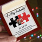 TO MY SOULMATE WE JUST FIT, INTERLOCKING HEART NECKLACE, FOR COUPLES, BIRTHDAY GIFT FOR HER, NECKLACE WITH MESSAGE CARD