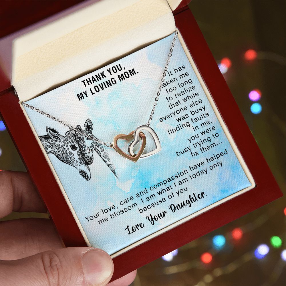 The Most Loving Gift for Mom - Interlocking Hearts Necklace with Message Card, gift for mom, birthday gift, from daughter