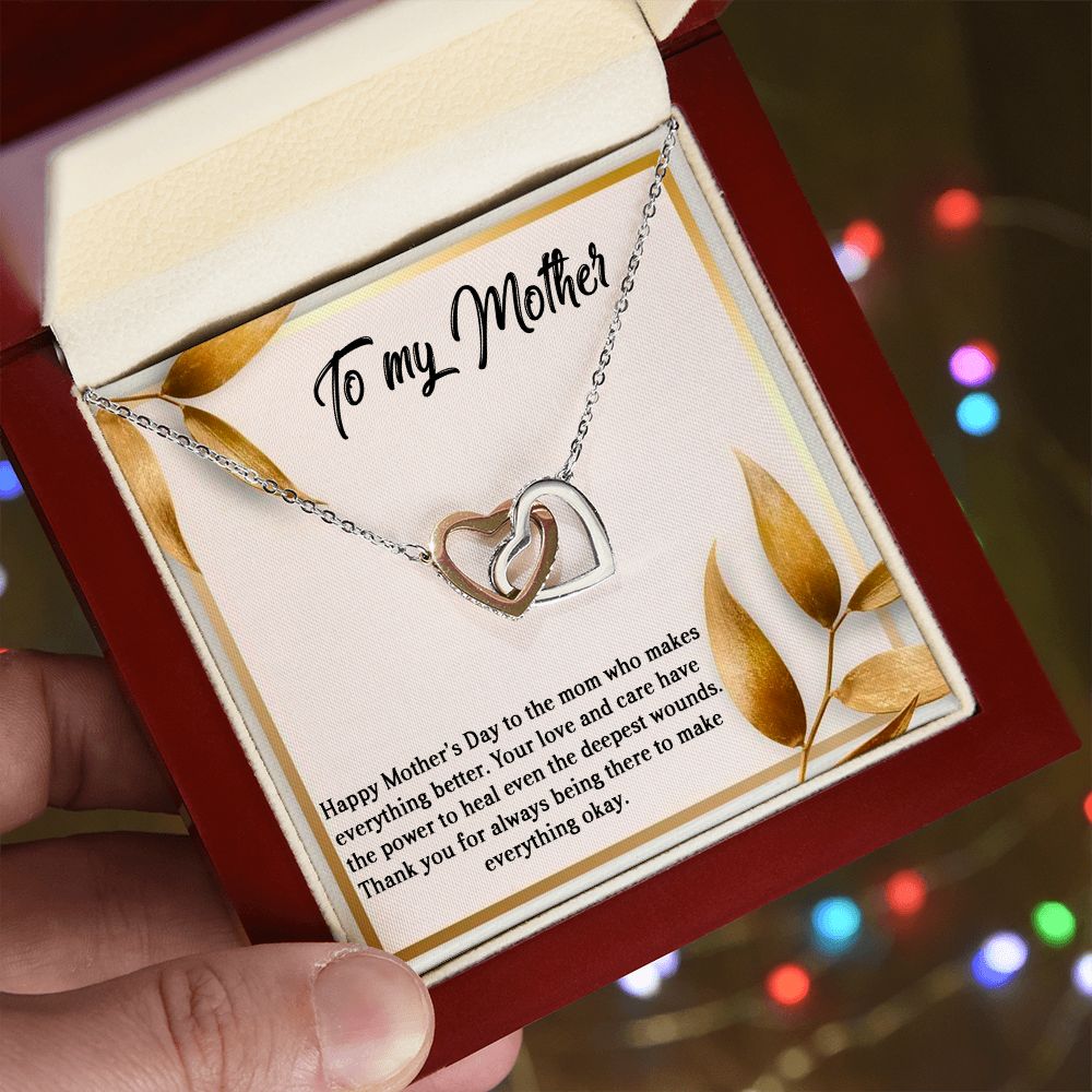 MOTHER'S DAY GIFT, Interlocking Hearts Necklace WITH MESSAGE, BIRTHDAY GIFT FOR MOM, FROM SON/DAUGHTER