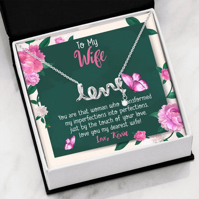 I Love You My Dearest Wife, Jewelry For Her, Valentine’s Gift, Necklace With Message Card, Love Scripted Necklace For Soulmate, Personalized Pendant