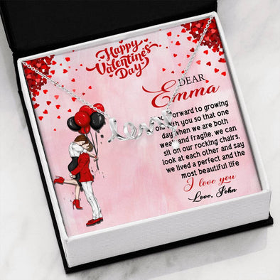 My Dear Wife, I Look Forward To Growing Old With You, Personalized Pendant, Present For Wife, Customized Scripted Love necklace For Wife, Couple Collection