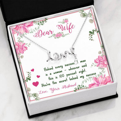Dear Wife Scripted Love Necklace, Pendant For Her, Gift For Valentine's Day, Christmas, Anniversary, Couple Jewelry, Gold/Silver Pendant, Present For Her