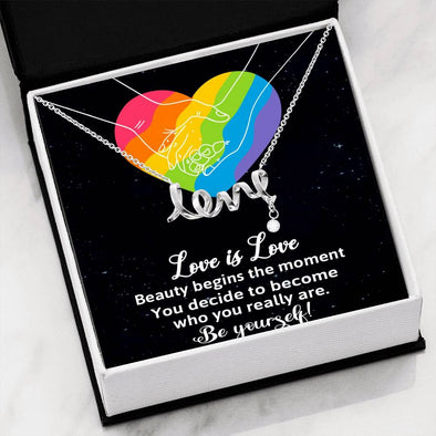Dear Wife, Beauty Begins The Moment, Love For Wife, Scripted Love Necklace, Congratulations Gift, Jewelry For Wife, Wedding Necklace, Necklace For LGBT Couples