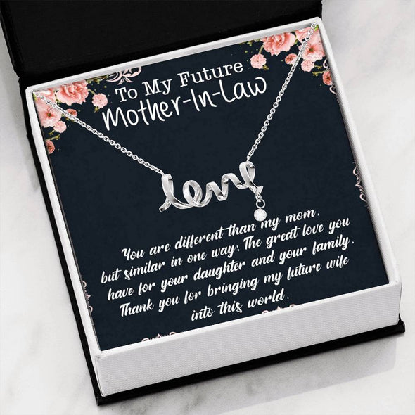 Future Mother In Law Necklace With Message Card, You Are Different Than My Mom, Mother Day Necklace, Mother in Law Gifts, Christmas Gift, Scripted Love Necklace