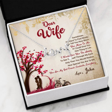 Dear Wife You Are My Everything Scripted Love Necklace, Customized Pendant For wife, Gift From Husband To Wife, Gold/Silver Jewelry For Her, Couple Custom Gifts
