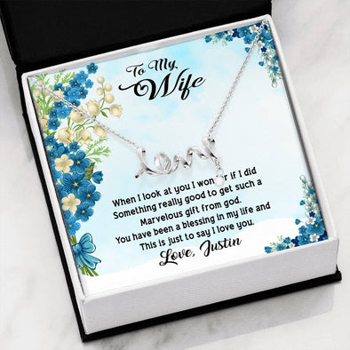 To My Wife, You Have Been A Blessing In My Life, Jewelry For Her, Personalized Pendant, Scripted Love Necklace, Couple Accessories, Necklace For Girlfriend