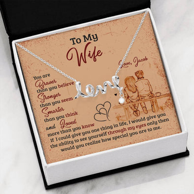 To My Wife, You Are Loved More Than You Know, Silver Pendant, Love Scripted Necklace For Wife, Present For Wife, Valentine’s Gift, Necklace With Message Card