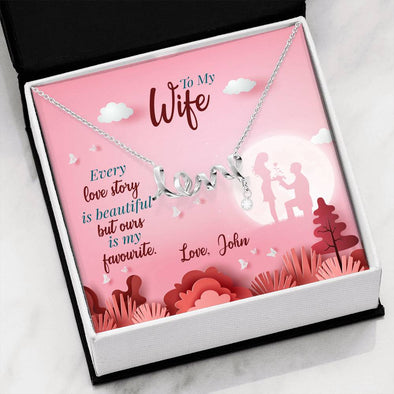 To My Wife Scripted Love Necklace, Customized Necklace For Love Of Your Life, Personalized Couple Gifts, jewelry For Her, Gold/Silver Necklace With Message Card