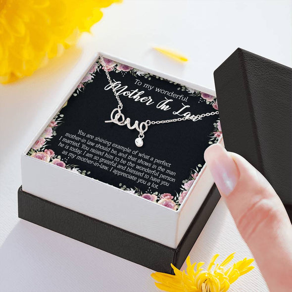 Mother In Law Necklace With Message Card, I Appreciate You a Lot, Mother's Day Necklace, Christmas Gift, Scripted Love Necklace, Birthday Gift