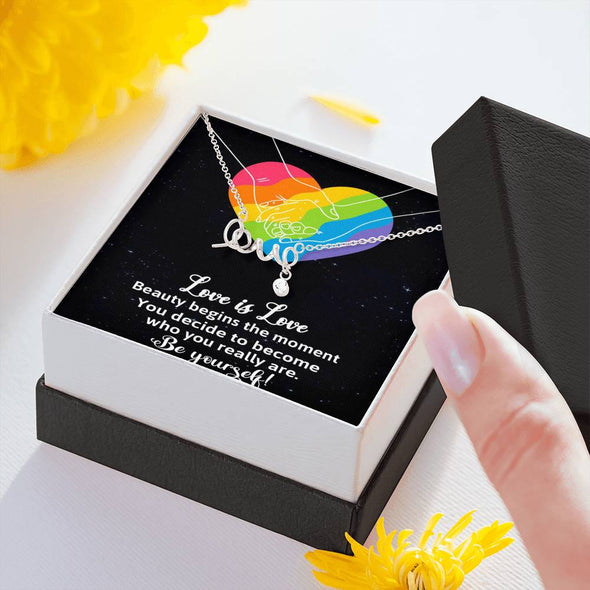 Dear Wife, Beauty Begins The Moment, Love For Wife, Scripted Love Necklace, Congratulations Gift, Jewelry For Wife, Wedding Necklace, Necklace For LGBT Couples