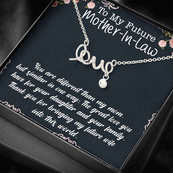 Future Mother In Law Necklace With Message Card, You Are Different Than My Mom, Mother Day Necklace, Mother in Law Gifts, Christmas Gift, Scripted Love Necklace