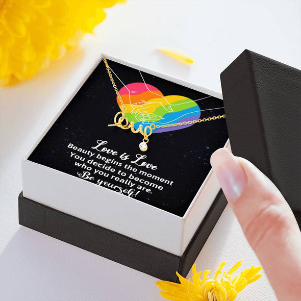 Dear Wife, Beauty Begins The Moment, Love For Wife, Scripted Love Necklace, Congratulations Gift, Jewelry For Wife, Wedding Necklace, Necklace For LGBT Couples