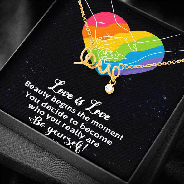 Dear Wife, Beauty Begins The Moment, Love For Wife, Scripted Love Necklace, Congratulations Gift, Jewelry For Wife, Wedding Necklace, Necklace For LGBT Couples