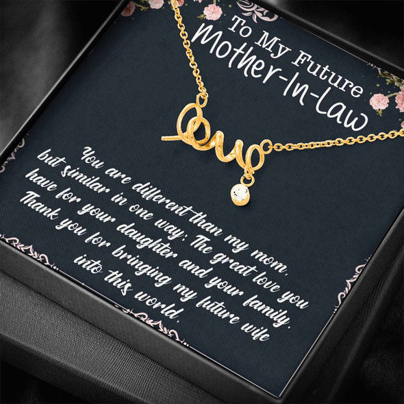 Future Mother In Law Necklace With Message Card, You Are Different Than My Mom, Mother Day Necklace, Mother in Law Gifts, Christmas Gift, Scripted Love Necklace