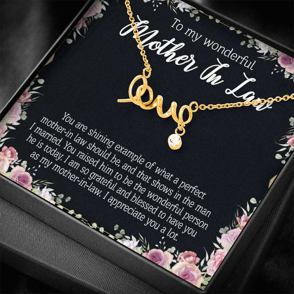 Mother In Law Necklace With Message Card, I Appreciate You a Lot, Mother's Day Necklace, Christmas Gift, Scripted Love Necklace, Birthday Gift