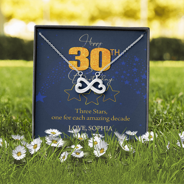 Customized Birthday Name & Age, Infinity Hearts Necklace, Gift For Mom/Wife/Girlfriend/Sister, Best Birthday Gift For Her, Necklace For Her, Precious Gift For Her, Jewelry For Her