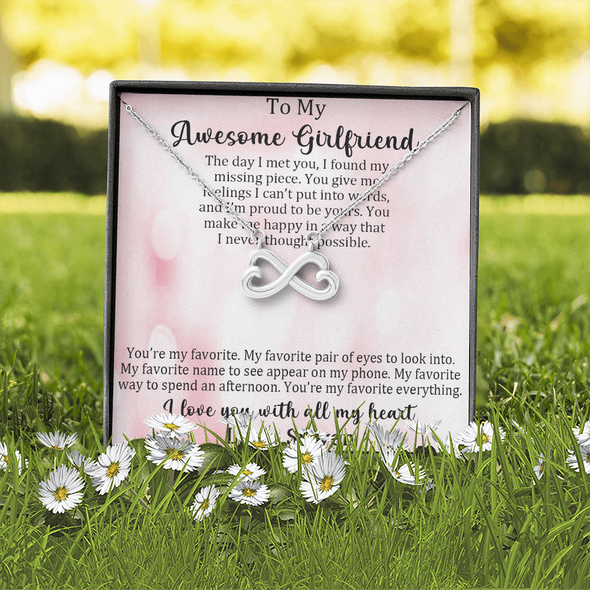 To My Awesome Girlfriend, Infinity Hearts Necklace, Customized Pendant For Her, Birthday Gift, Christmas, Anniversary, Gift For Her, Valentine's Day, Jewelry For Her