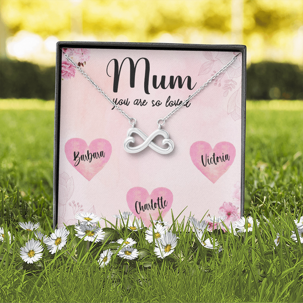 Mum Customized Pendant, Infinity Hearts Necklace, Customized Pendant For Her, Mother's Day Gift, Birthday Gift, Christmas, Anniversary, Gift For Her, Valentine's Day, Jewelry For Her