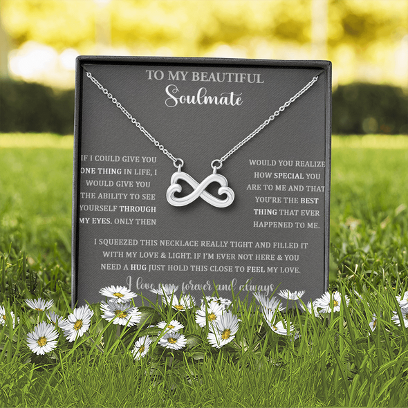 To My Beautiful Soulmate, Infinity Hearts Necklace, Custom Pendant, Christmas, Gift For Couple, Anniversary Gift, Birthday Present, Valentine's Day, Gift For Her, Wife