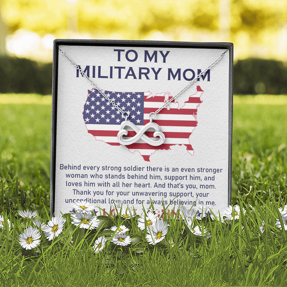 To My Military Mom, Infinity Hearts Necklace, Birthday, Mother's Day, Christmas, Anniversary, Gift For Her Valentine's Day, Jewelry For Mom, Customized Pendant For Mom