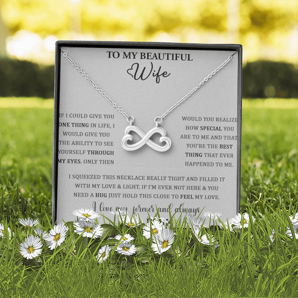 To My Beautiful Wife, Infinity Hearts Necklace, Customized Pendant For Her, Birthday Gift, Christmas, Anniversary, Gift For Her, Valentine's Day, Jewelry For Her