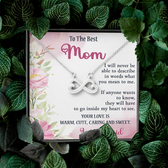 To The Best Mom, Infinity Hearts Necklace, Gift For Mom, Mother's Day Special Gift, Mom's Birthday Gift, Custom Pendant for Mom, Necklace for Mom, Precious Gift For Mom